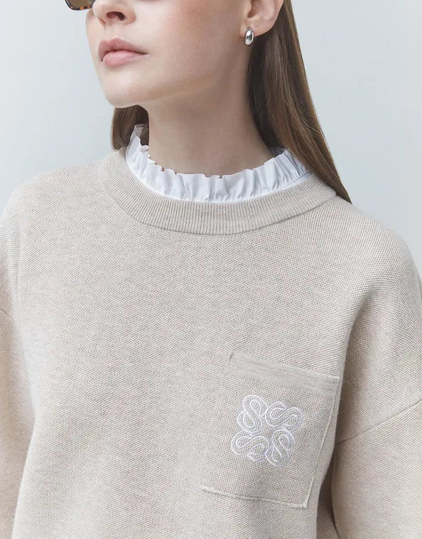 Suncoo Pacol Ruffle Collar Top