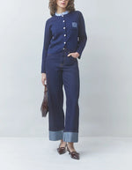 Suncoo Geola Two Tone Embroidered Cardigan