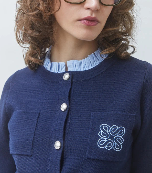 Suncoo Geola Two Tone Embroidered Cardigan