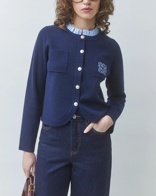 Suncoo Geola Two Tone Embroidered Cardigan