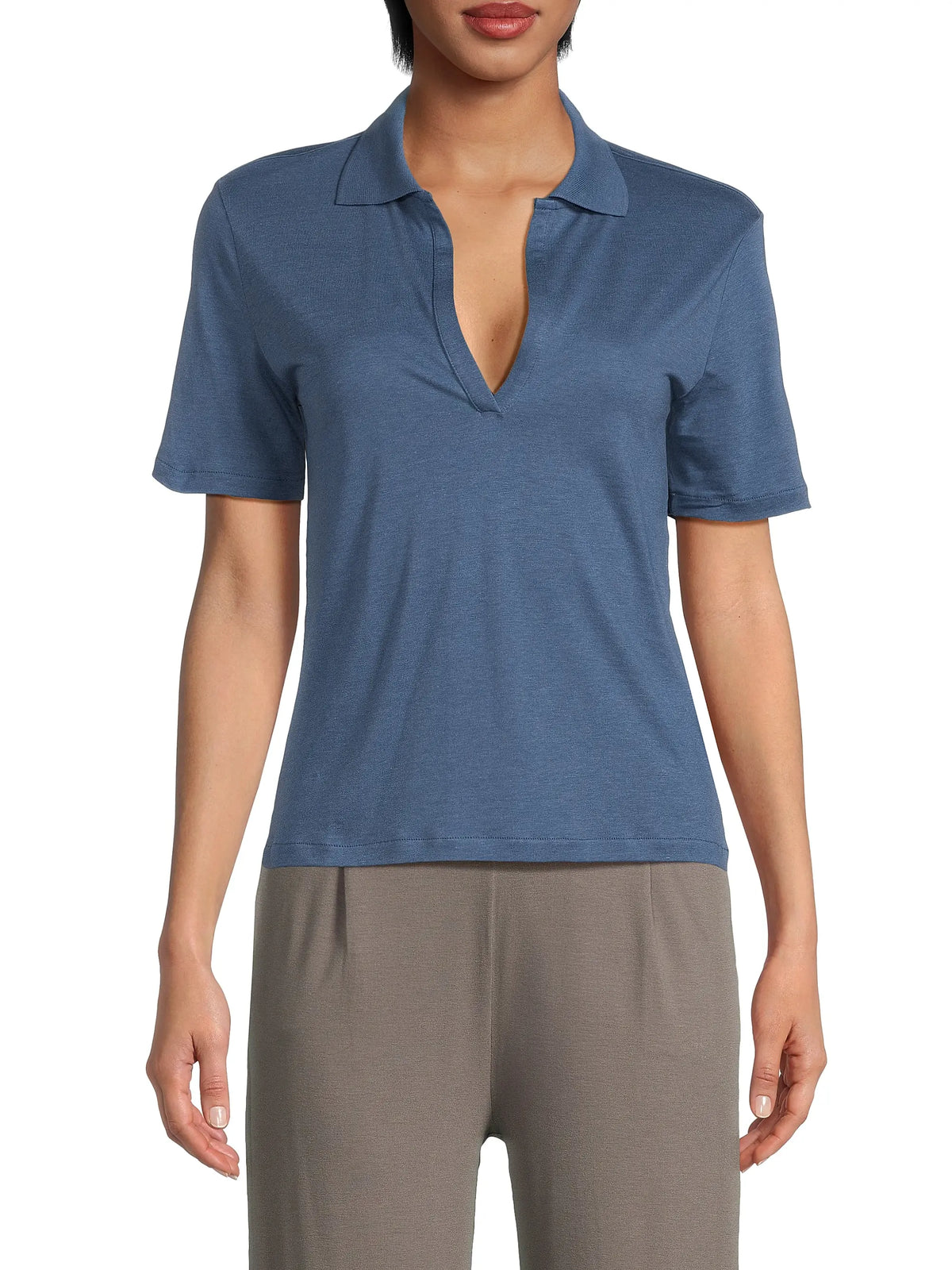 Majestic Cotton Modal Terry S/S Polo Top