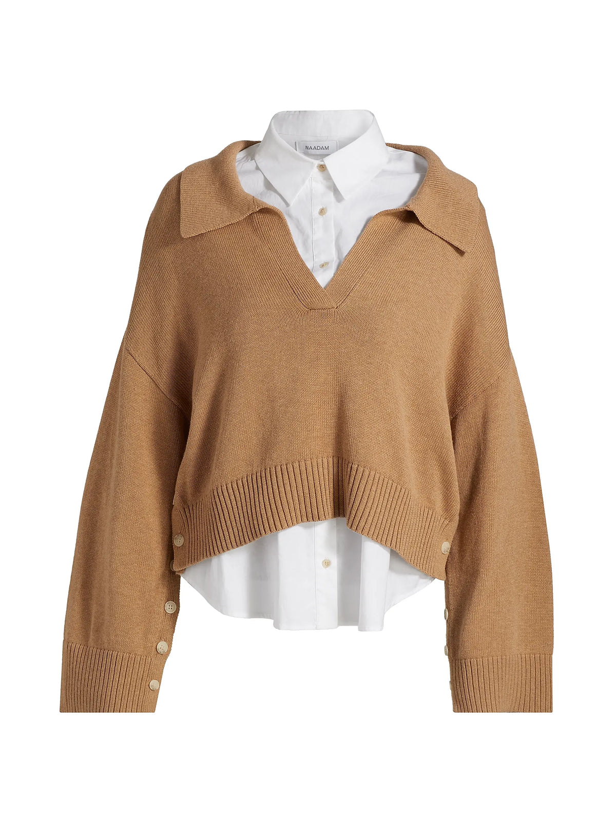 Naadam Cashmere Mixed Media Polo Sweater