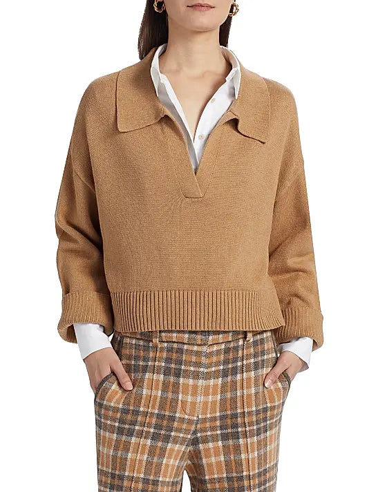 Naadam Cashmere Mixed Media Polo Sweater