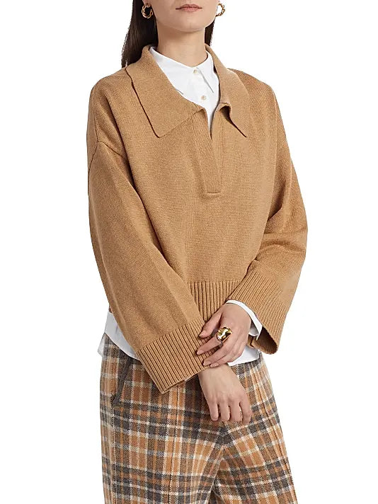 Naadam Cashmere Mixed Media Polo Sweater