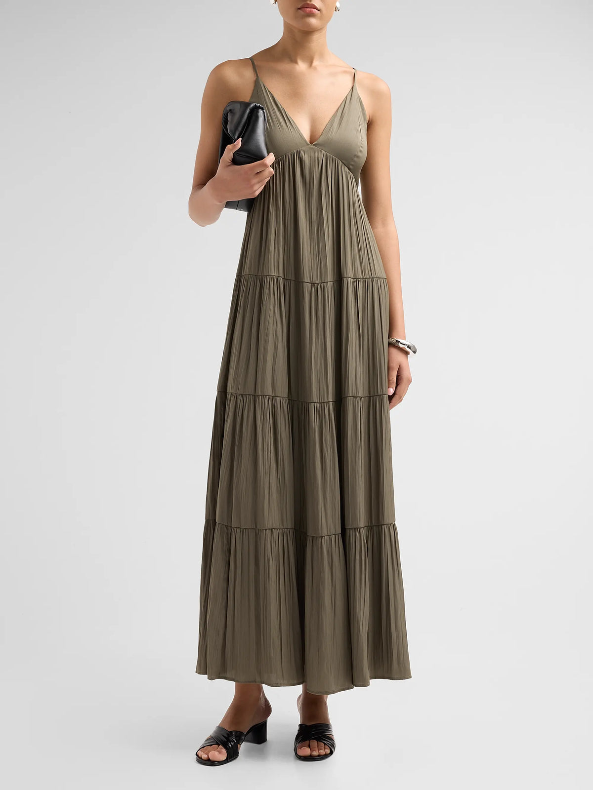Lagence TS Lua Tiered Satin Maxi Dress