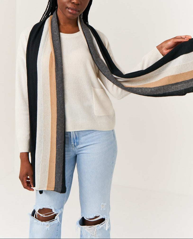 Brodie Evie Rainbow Cashmere Stripe Scarf