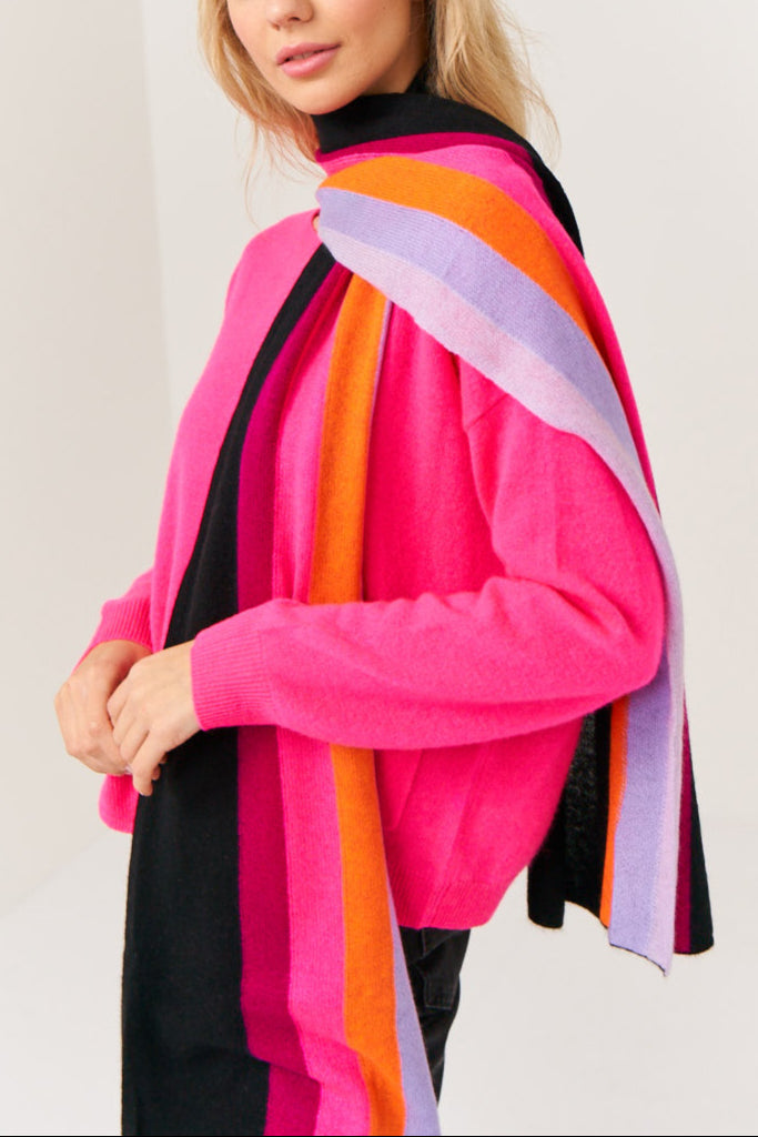 Brodie Evie Rainbow Cashmere Stripe Scarf