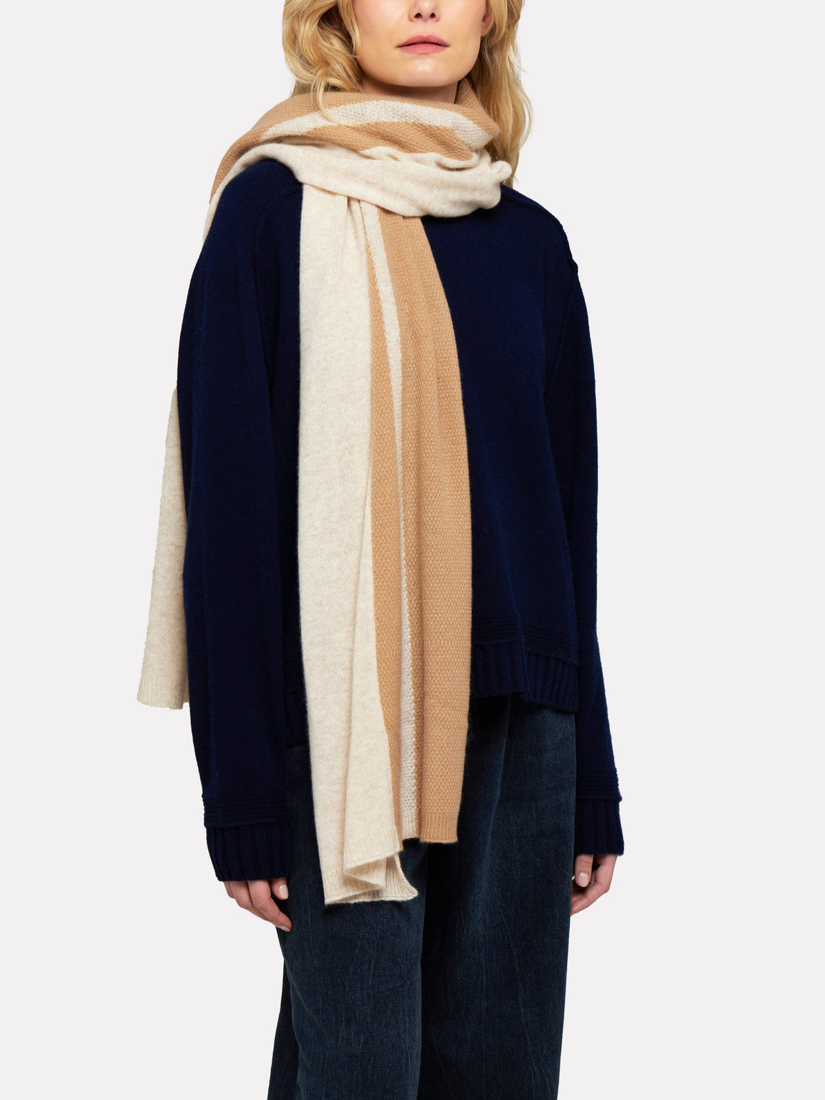 Brodie Textured Stripe Cashmere Scarf
