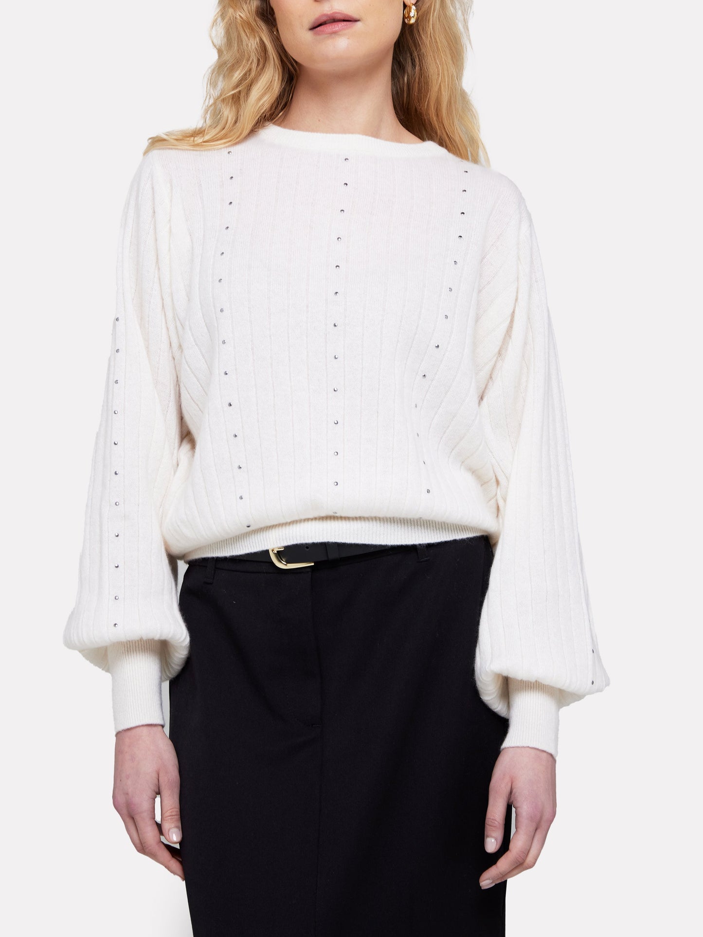 Brodie Rebecca Rib Balloon Sleeve Sweater