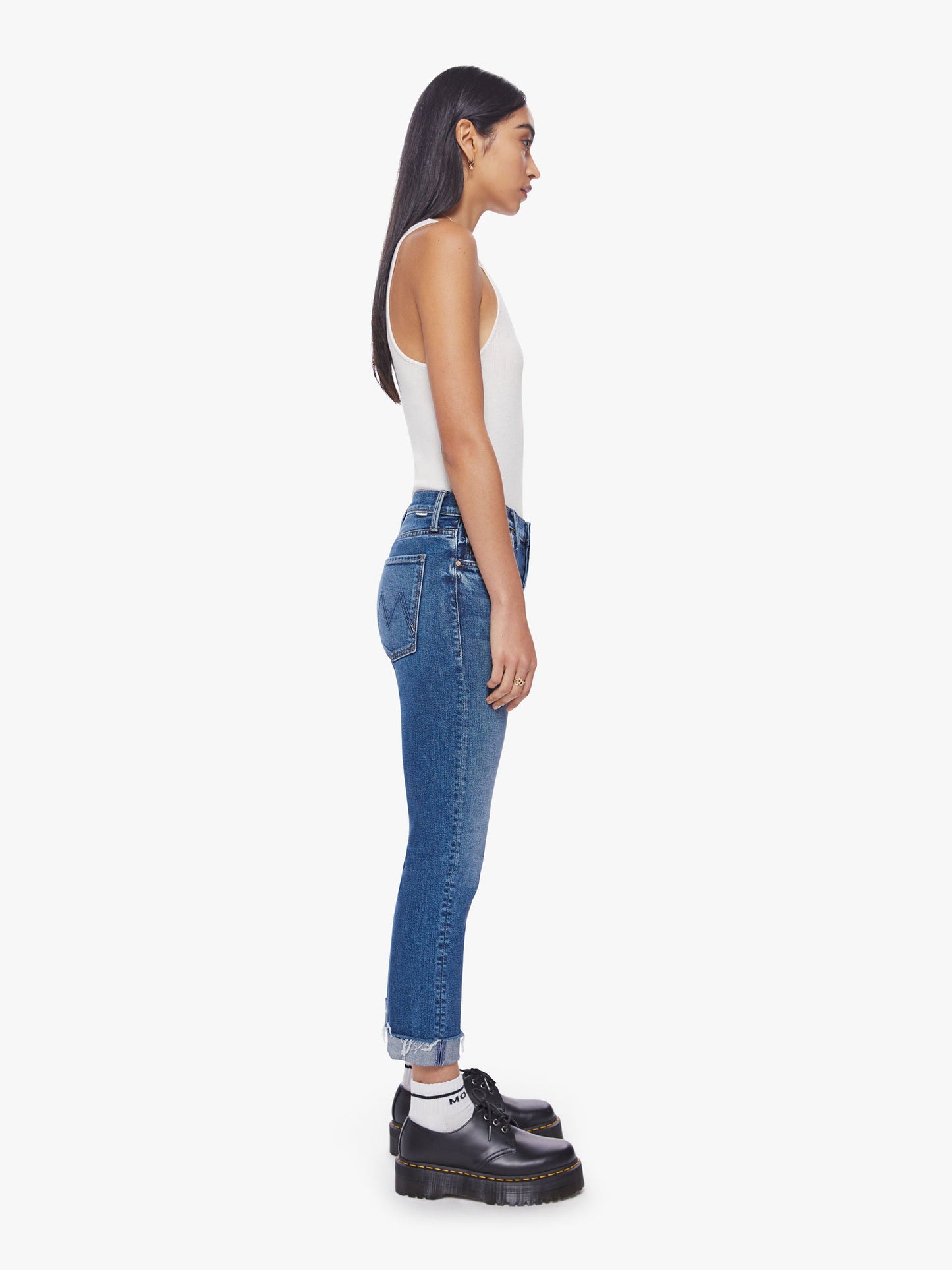 MOTHER The Scrapper Cuff Ankle Fray Jeans