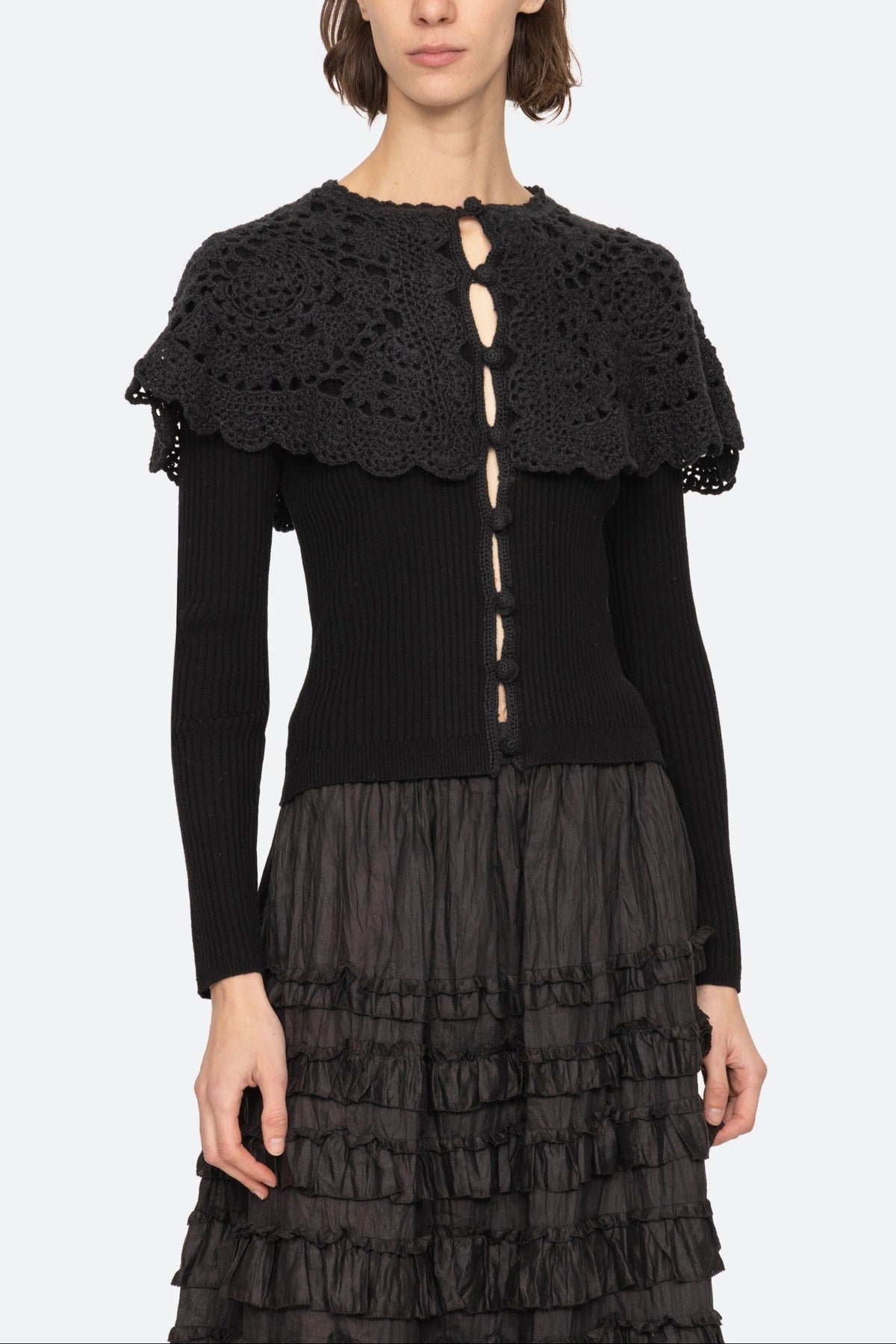 Sea Nara Crochet Cardigan With Capelet