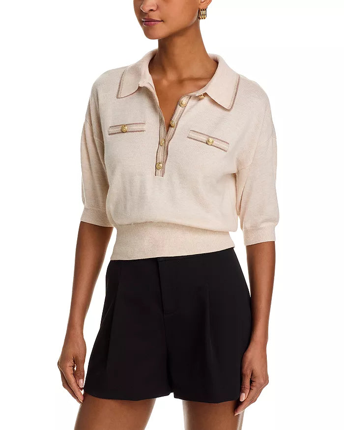 Lagence Masaki Short Sleeve Collared Sweater