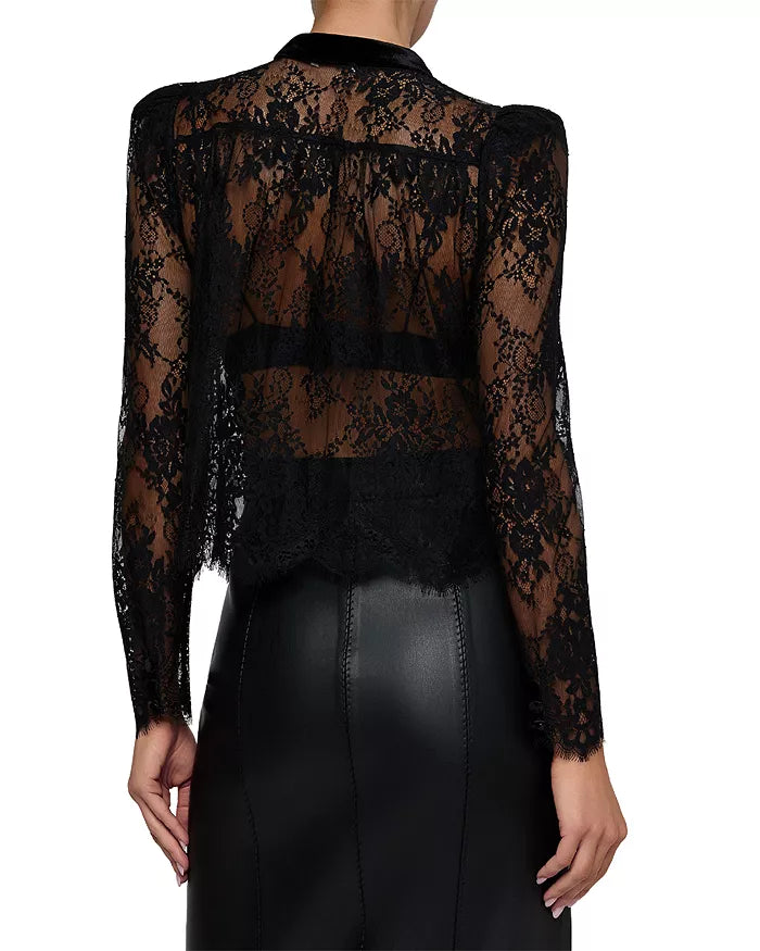 Lagence Dorothea Velvet Lace Blouse