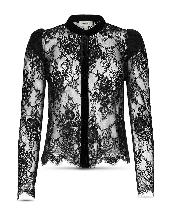 Lagence Dorothea Velvet Lace Blouse