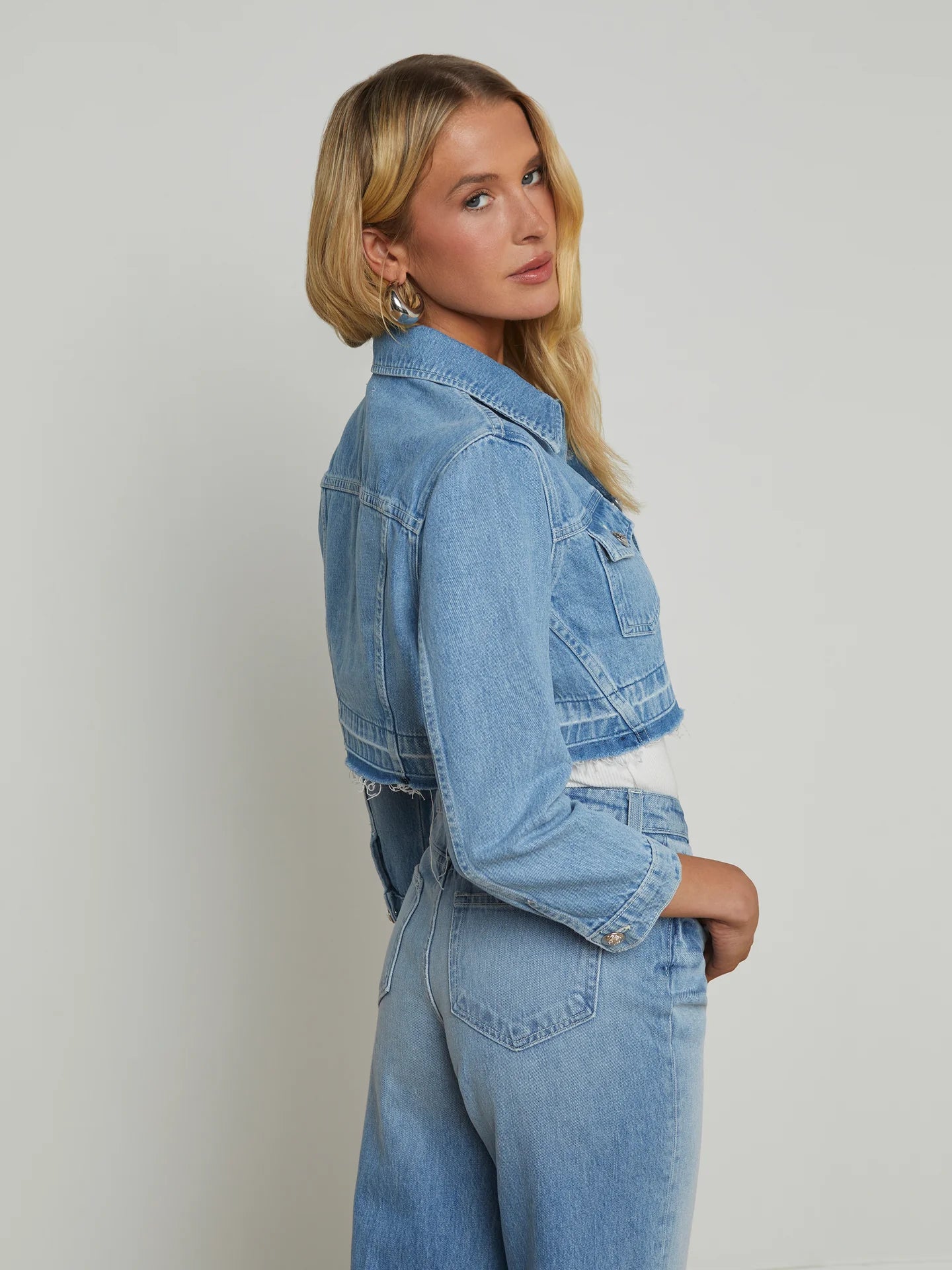 L'agence Genevie Crop Denim Jacket