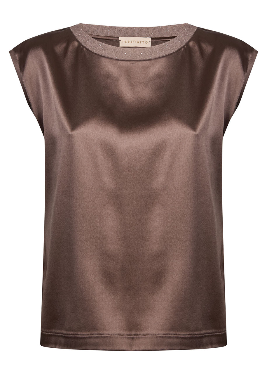 Purotatto Sequin Collar Silk Top