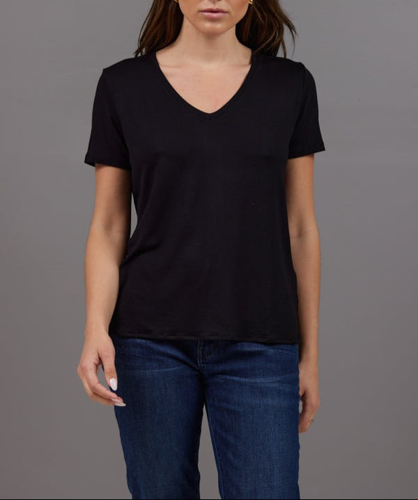 Majestic Filatures Soft Touch Semi Relaxed Cap Sleeve V-Neck