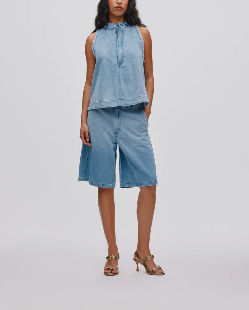 Rabens Saloner Faya Denim Halter Top