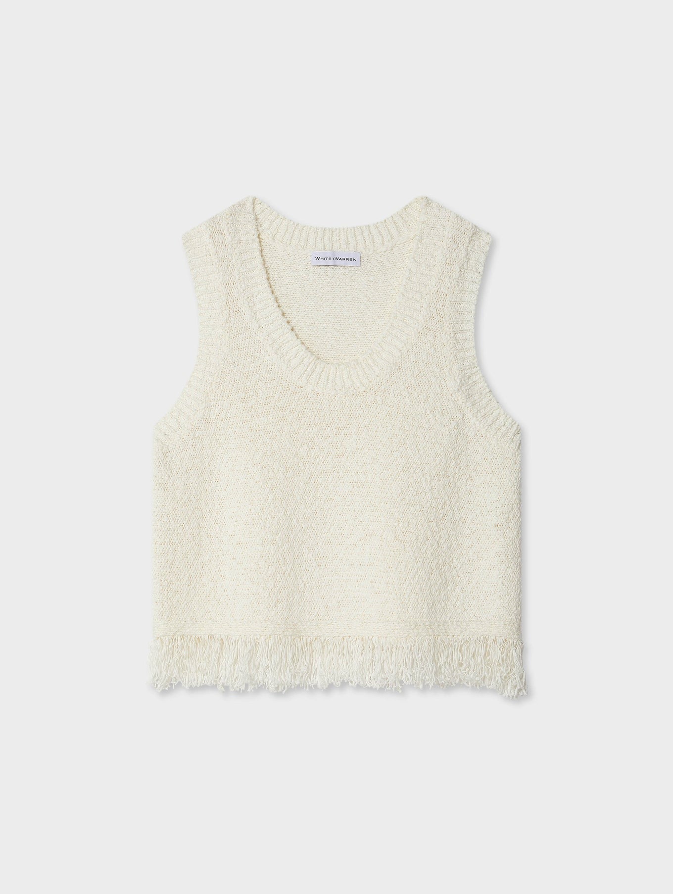 White + Warren Cotton Slub Fringe Tank