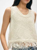 White + Warren Cotton Slub Fringe Tank