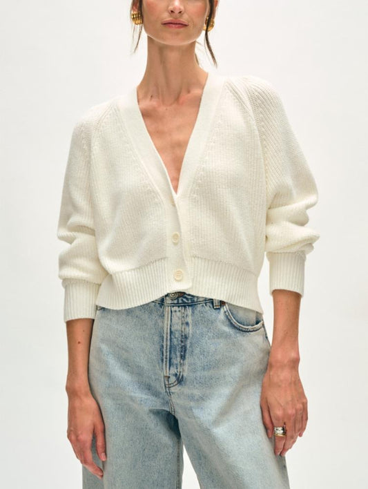 White + Warren Organic Cotton Blend Ribbed Cardigan