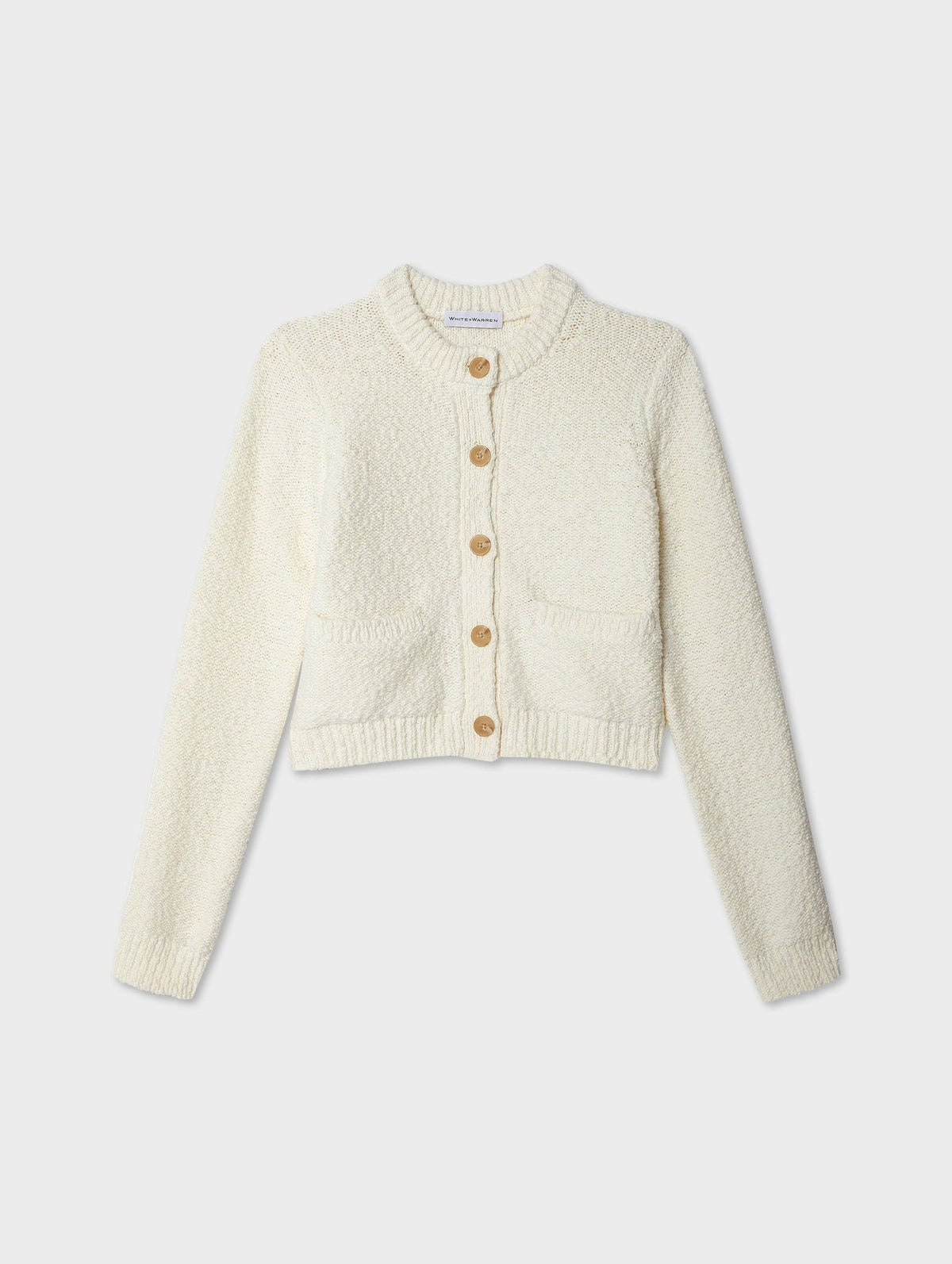 White + Warren Cotton Slub Pocket Cardigan