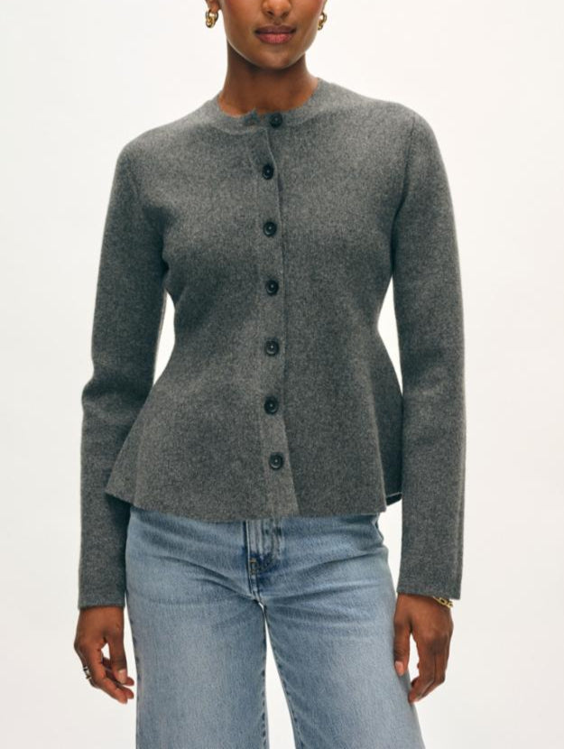 White+Warren Cashmere Blend Peplum Cardigan