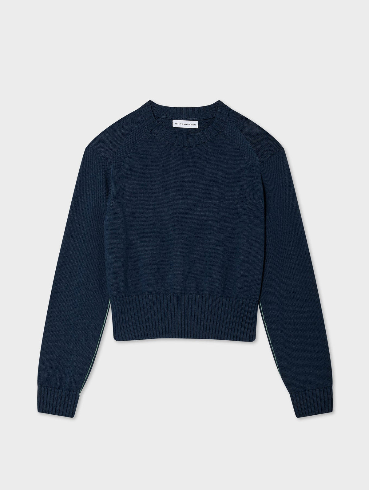 White+Warren Soft Cotton Rib Trim Sweatshirt