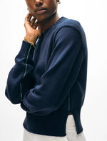 White+Warren Soft Cotton Rib Trim Sweatshirt