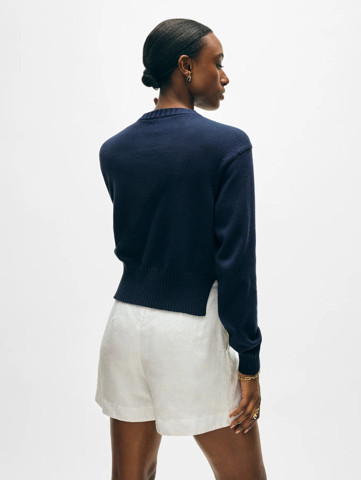 White+Warren Soft Cotton Rib Trim Sweatshirt