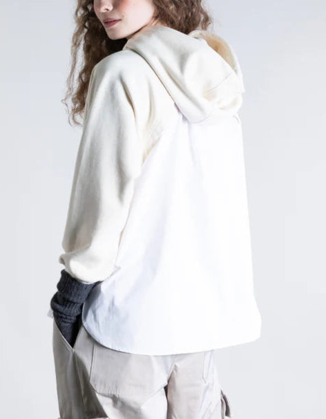 Psophia Cropped Mixed Media Hoodie