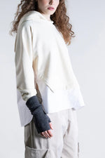 Psophia Cropped Mixed Media Hoodie