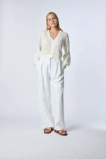 Kokun TS Pointelle Cropped Cardigan