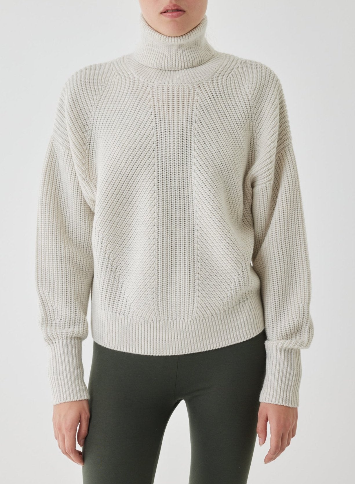 Majestic Filatures Merino Rib L/S Mock Neck Turtleneck Sweater