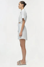 simkhai marci cotton mini dress SIMKHAI Women's Short Sleeve Marcy Dress in White, Cotton, Size 8