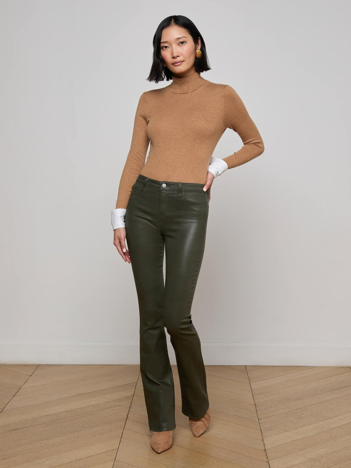 L'agence TS Ruth High Rise Straight Raw Hem Jeans