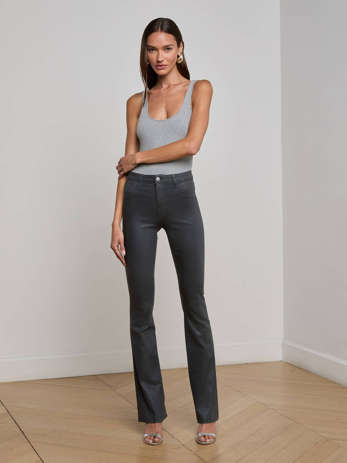 L'agence TS Ruth High Rise Straight Raw Hem Jeans