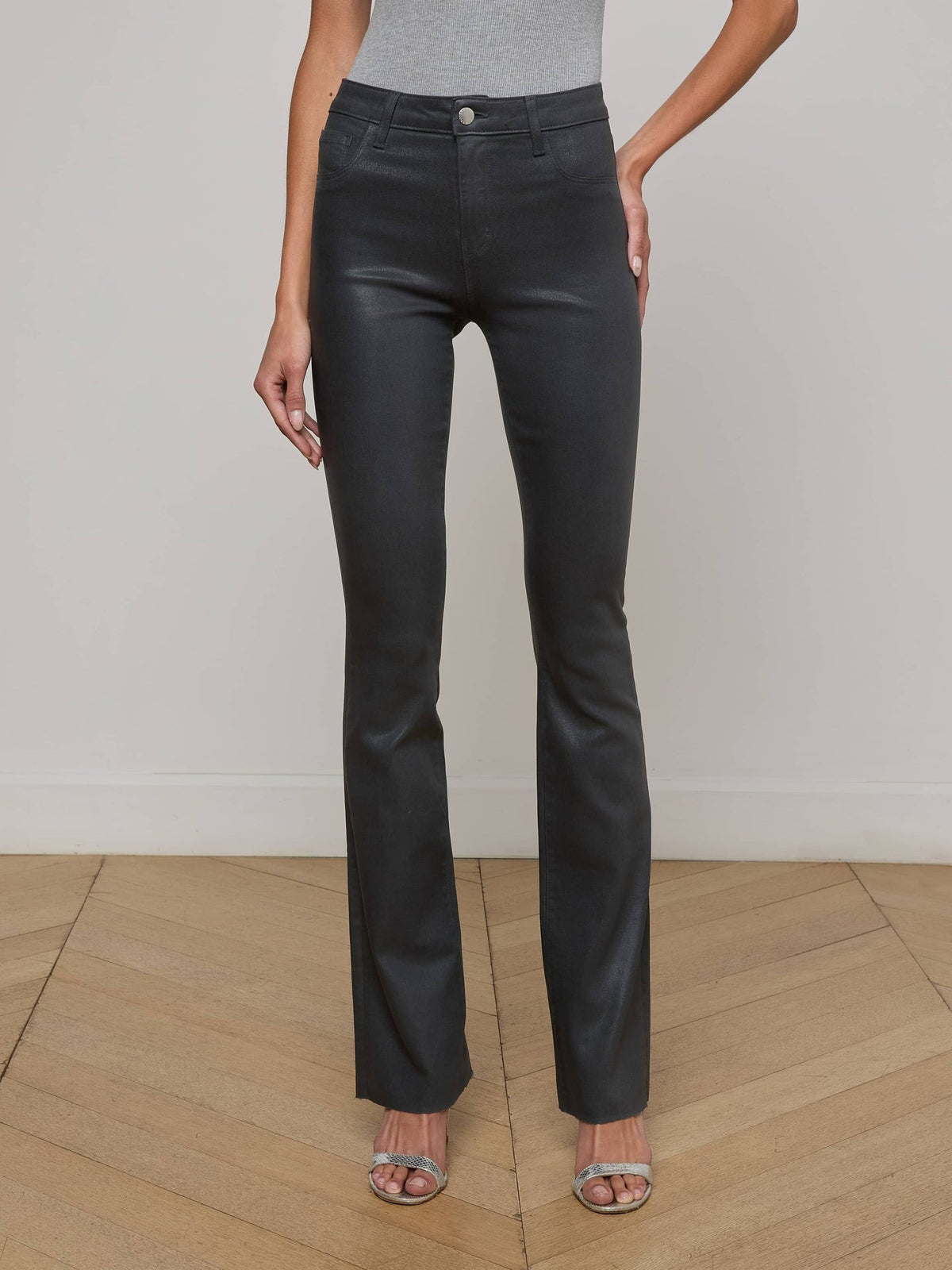L'agence TS Ruth High Rise Straight Raw Hem Jeans