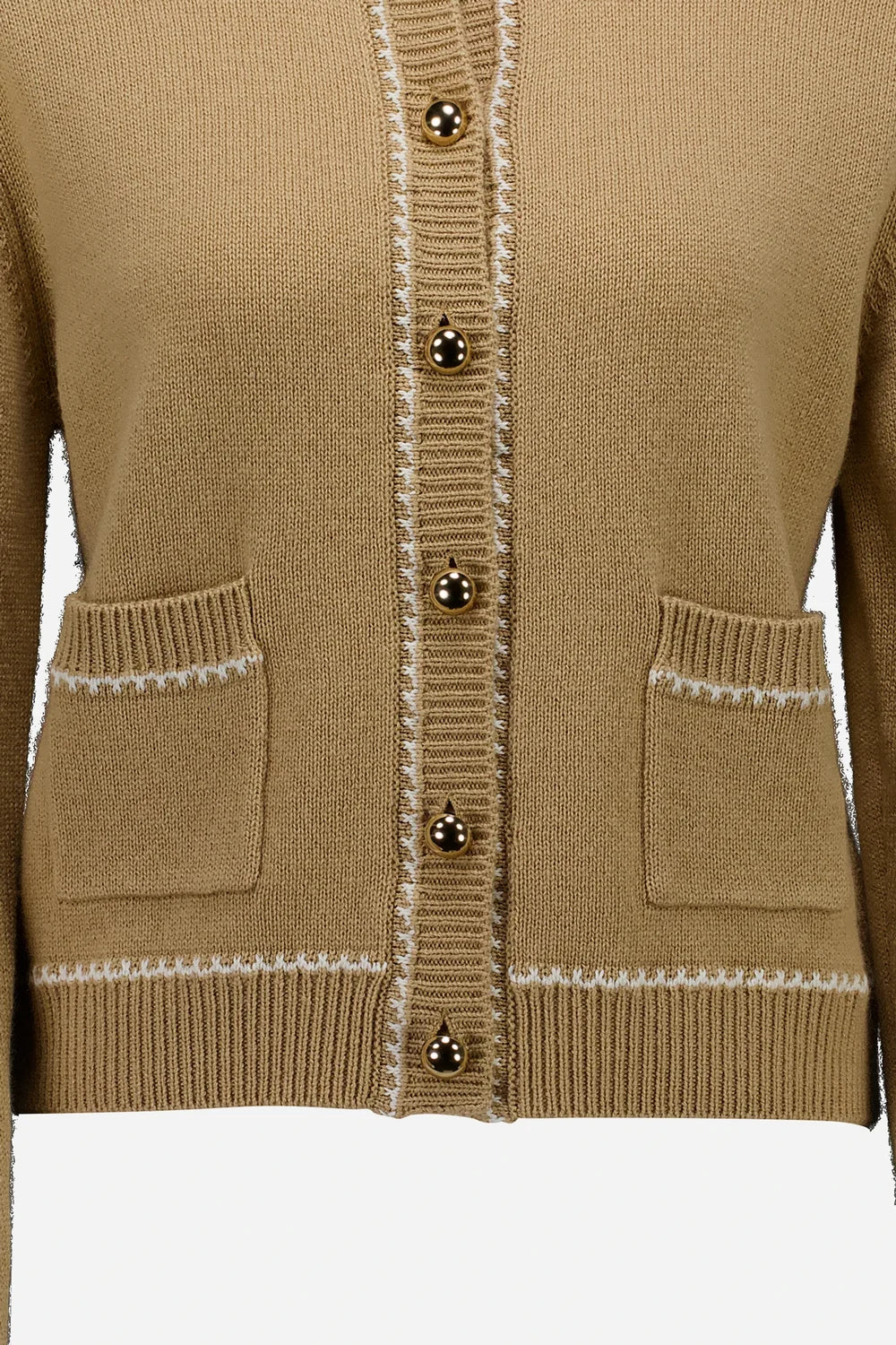 Allude Wool Blend Carigan With Stitching