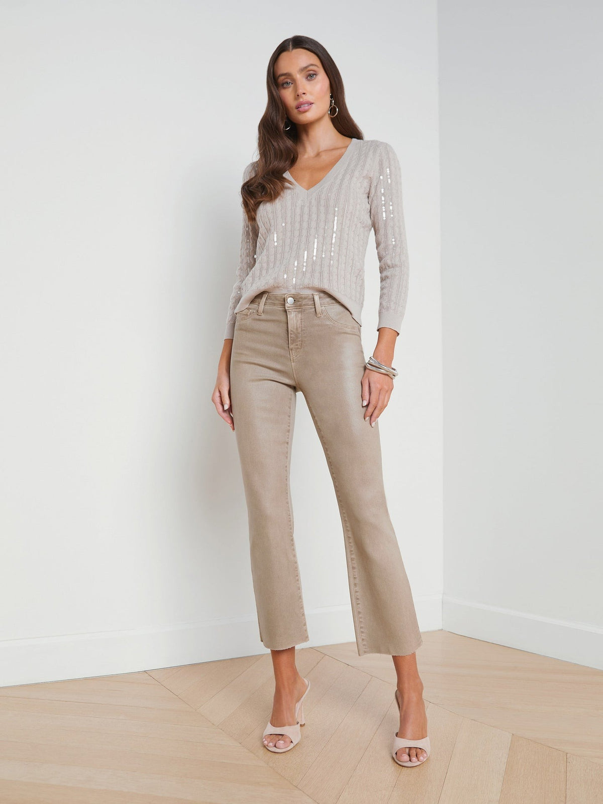 L'agence TS Kendra High Rise Crop Flare Jeans