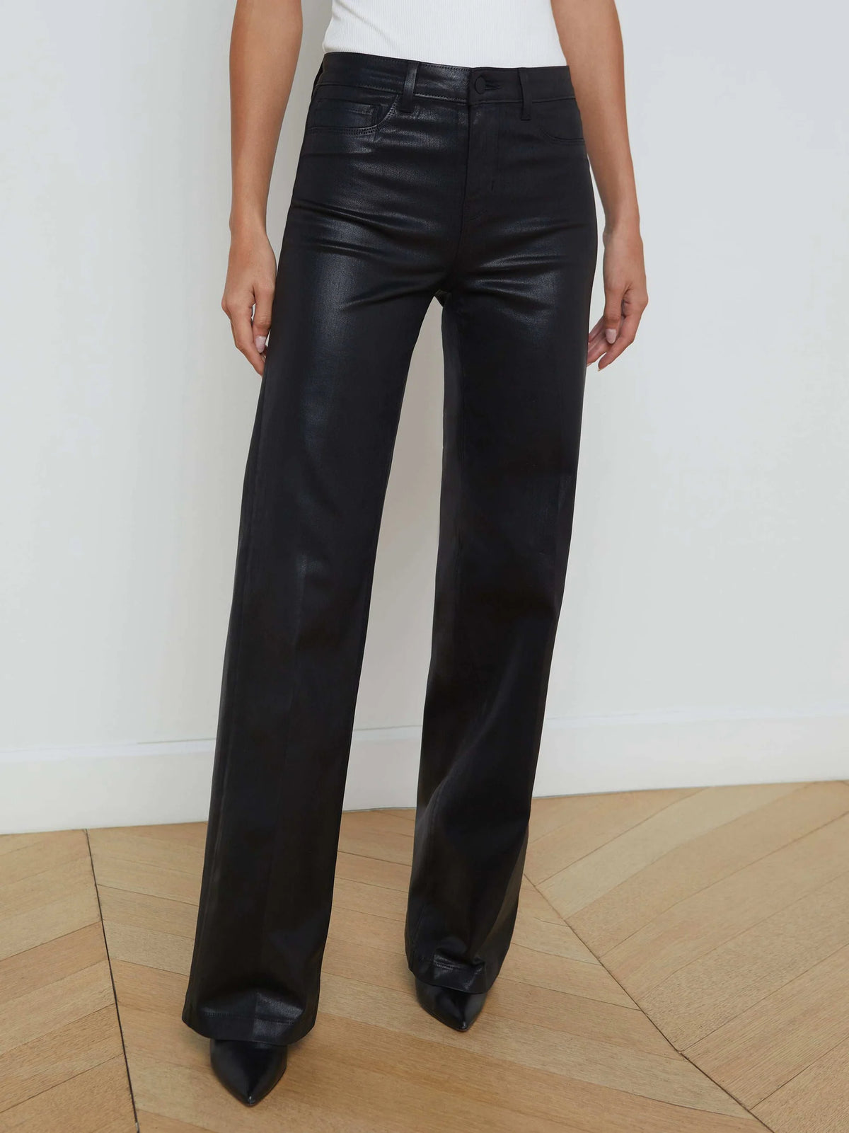 L'agence Ts Clayton H/R Wide Leg Coated Jeans