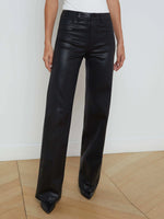 L'agence Ts Clayton H/R Wide Leg Coated Jeans