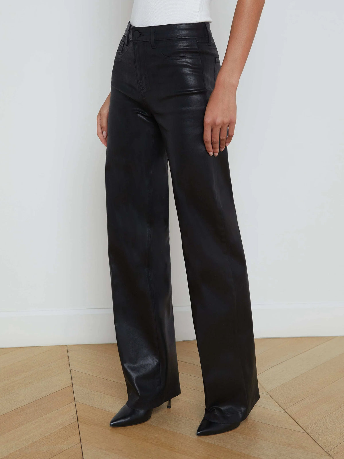 L'agence Ts Clayton H/R Wide Leg Coated Jeans