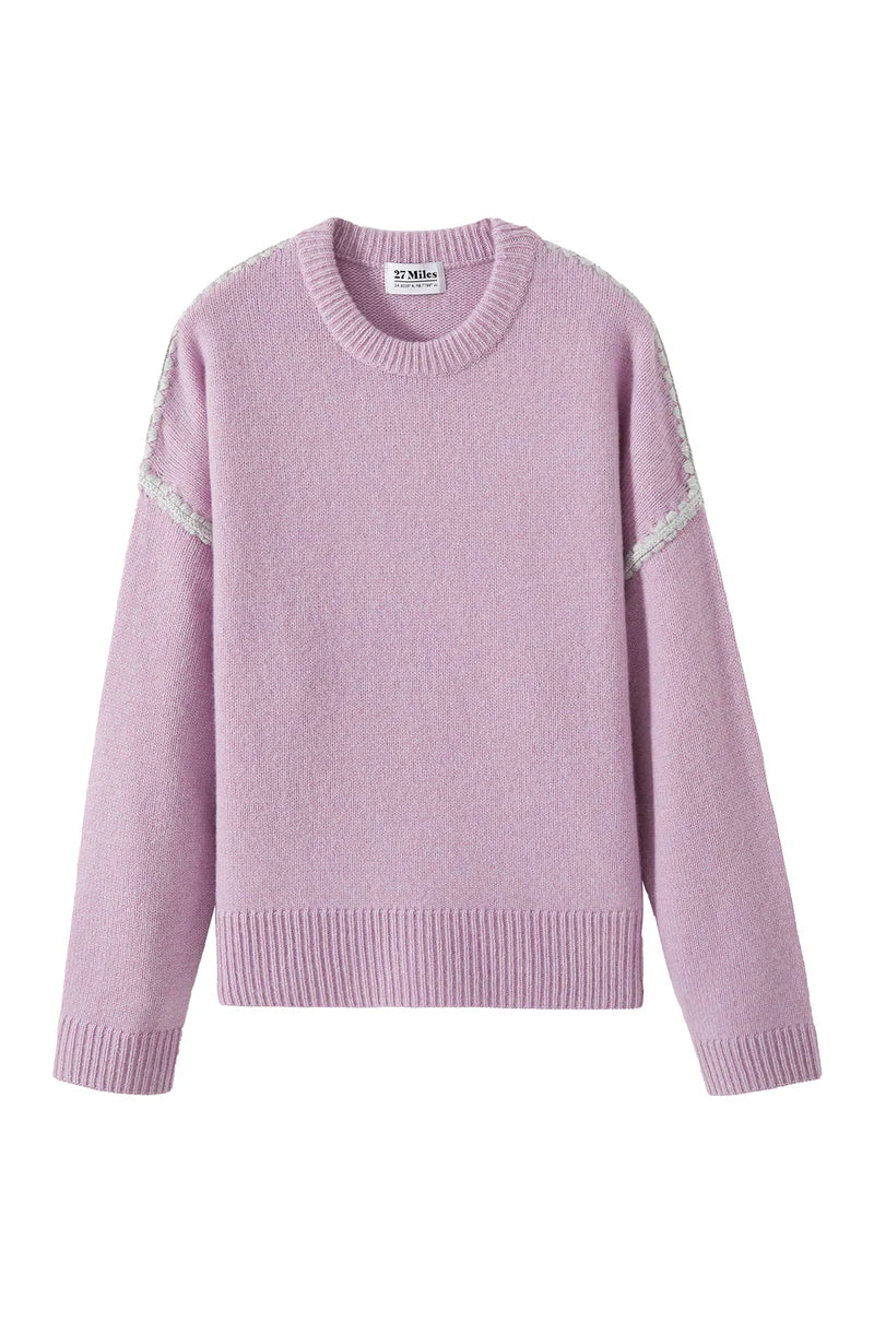 27 Miles Ts Maila Cashmere Crew Sweater With Stitching