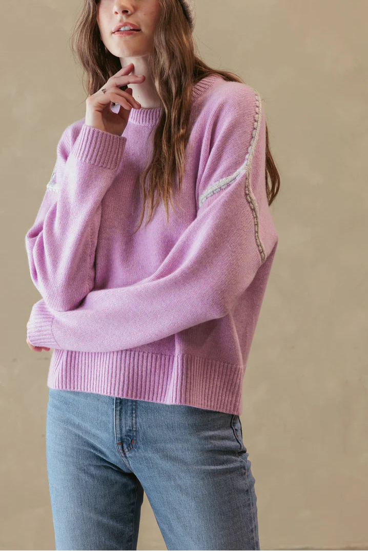 27 Miles Ts Maila Cashmere Crew Sweater With Stitching