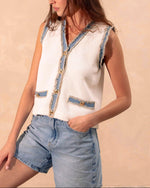 27 Miles Phaedra Knit Tank With Denim Detail