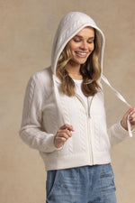 27 Miles Ts Anisa Cashmere Blend Cable Zip Up Hoodie