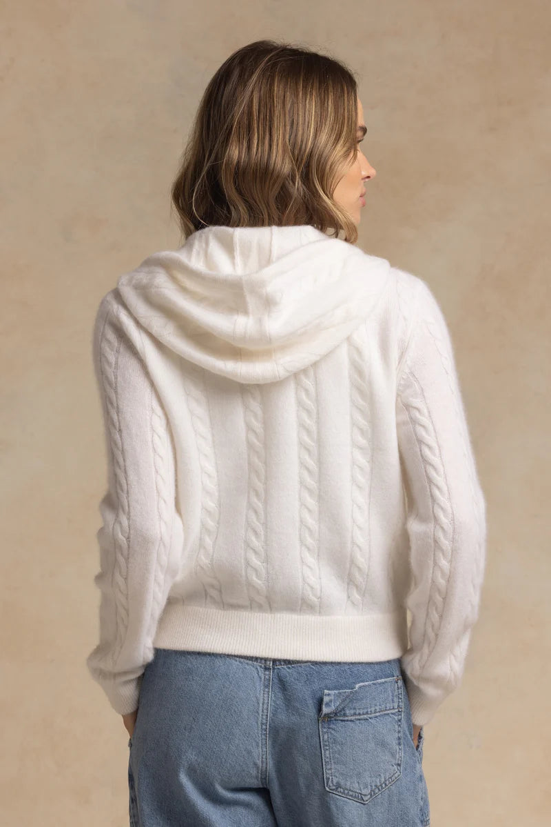 27 Miles Ts Anisa Cashmere Blend Cable Zip Up Hoodie