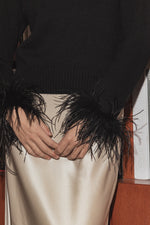 27 Miles TS Catriona Cashmere Cropped Sweater With Feather Cuffs