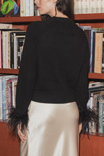 27 Miles TS Catriona Cashmere Cropped Sweater With Feather Cuffs